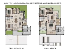 VILLA TYPE - A DUPLEX AREA-3068 SQFT. TENTATIVE GARDEN AREA-369 SQFT