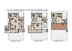 VILLA TYPE-B1 CORNER TRIPLEX AREA-4104 SQFT. TENTATIVE GARDEN AREA-701 SQFT