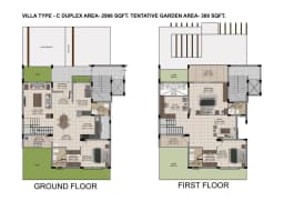 VILLA TYPE-C DUPLEX AREA-2996 SQFT. TENTATIVE GARDEN AREA- 369 SQFT