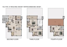 VILLA TYPE-D1 TRIPLEX AREA-4049 SQFT. TENTATIVE GARDEN AREA-568 SQFT