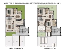 VILLA TYPE-E DUPLEX AREA-2220 SQFT. TENTATIVE GARDEN AREA-305 SQFT