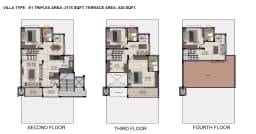 VILLA TYPE - E1 TRIPLEX AREA-3175 SQFT. TERRACE AREA-520 SQFT