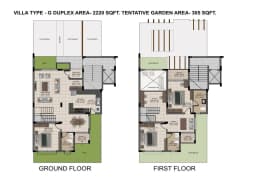 VILLA TYPE - G DUPLEX AREA-2220 SQFT. TENTATIVE GARDEN AREA-305 SQFT